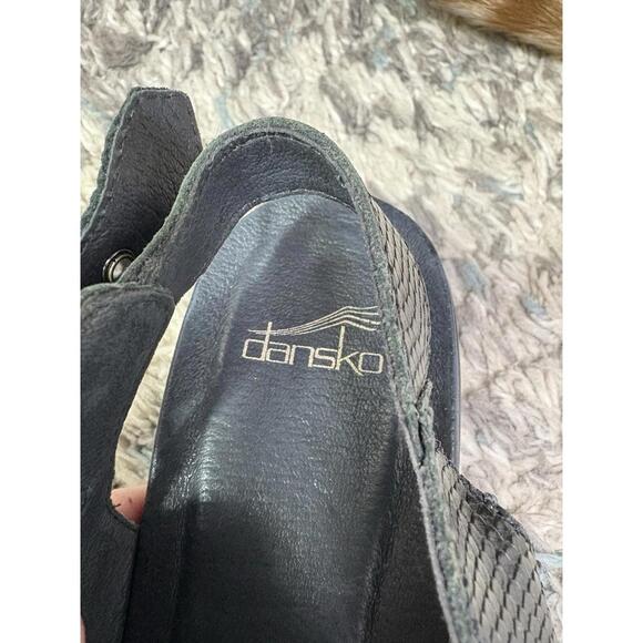 Dansko Shoes Womens Size 39 8.5 Jacinda Slingback Sandals Wedge Leather Black - Picture 8 of 10
